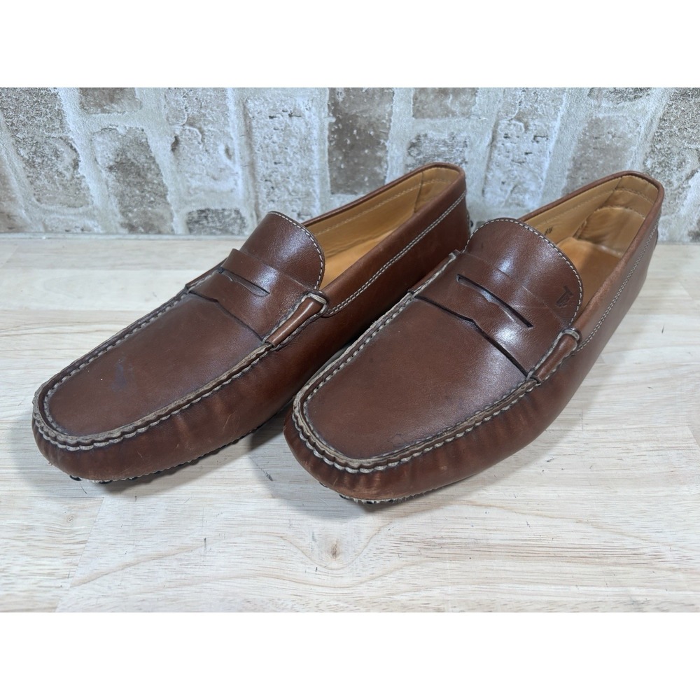Tods Mens Leather Textured Lined Closed Toe Slip On Casual Shoes⭐️Brown Size 8.5